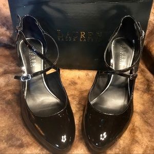 Lauren Ralph Lauren crisscross heels black patent